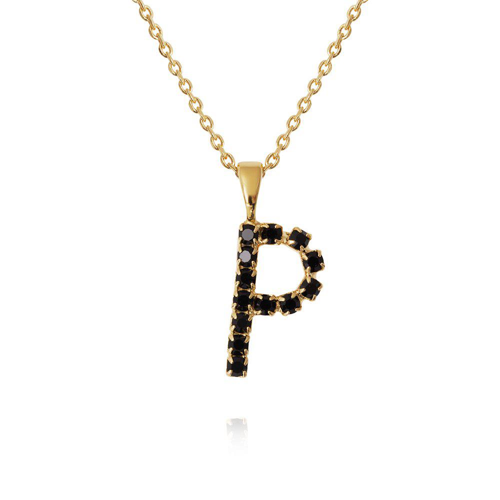 Mini Letter Jet Necklace Gold Letter P