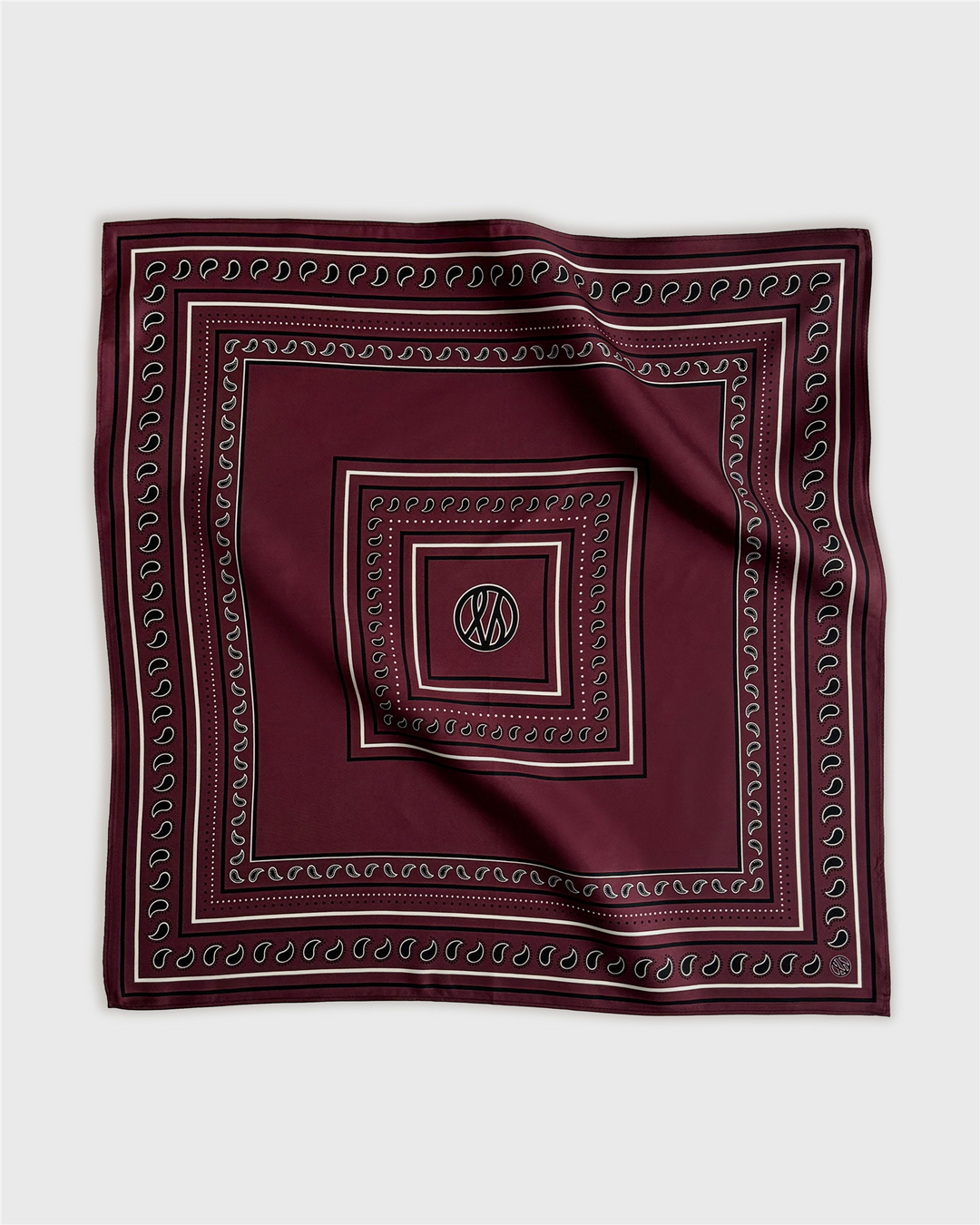 Paisley Scarf Wine Red & Black White 50x50