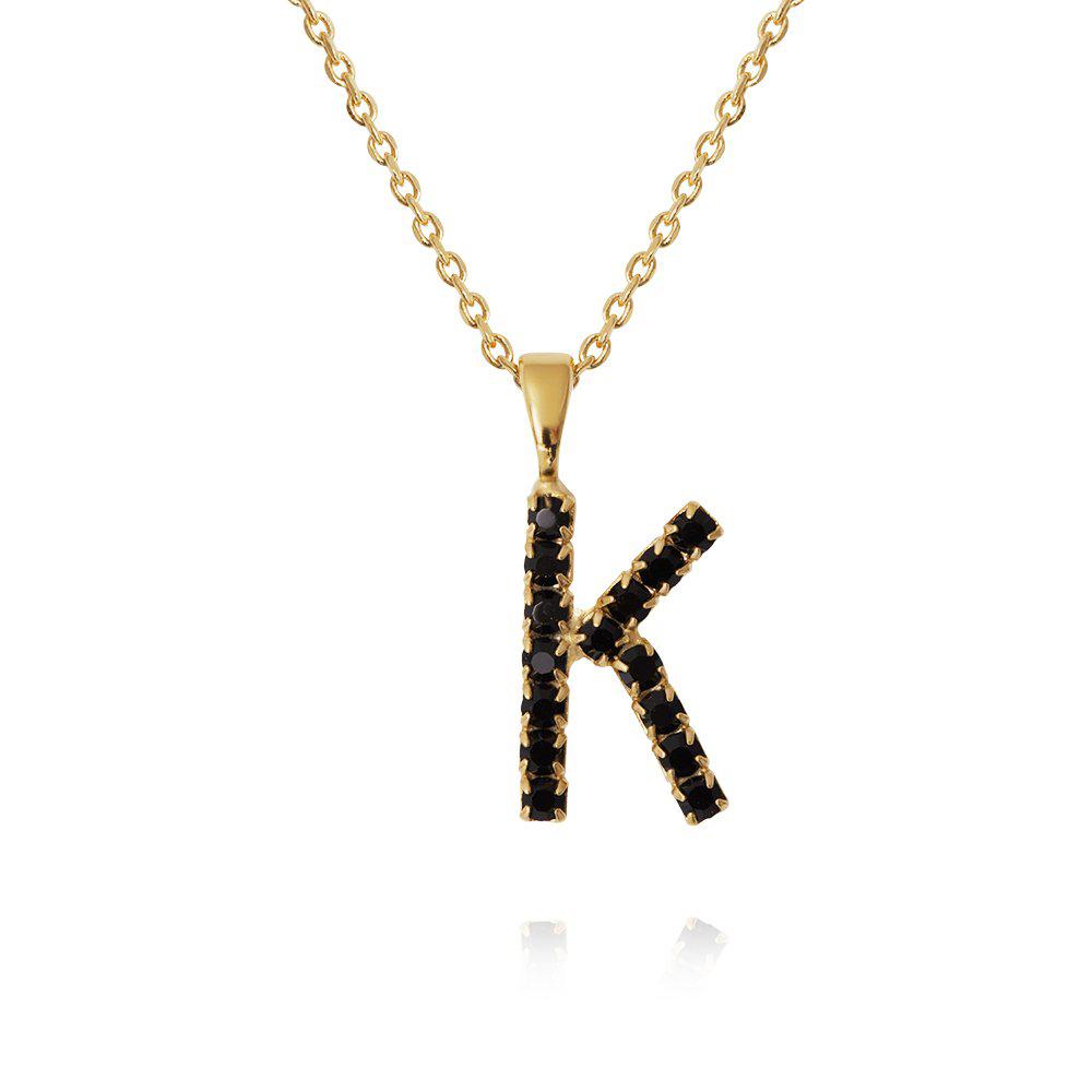 Mini Letter Jet Necklace Gold Letter K