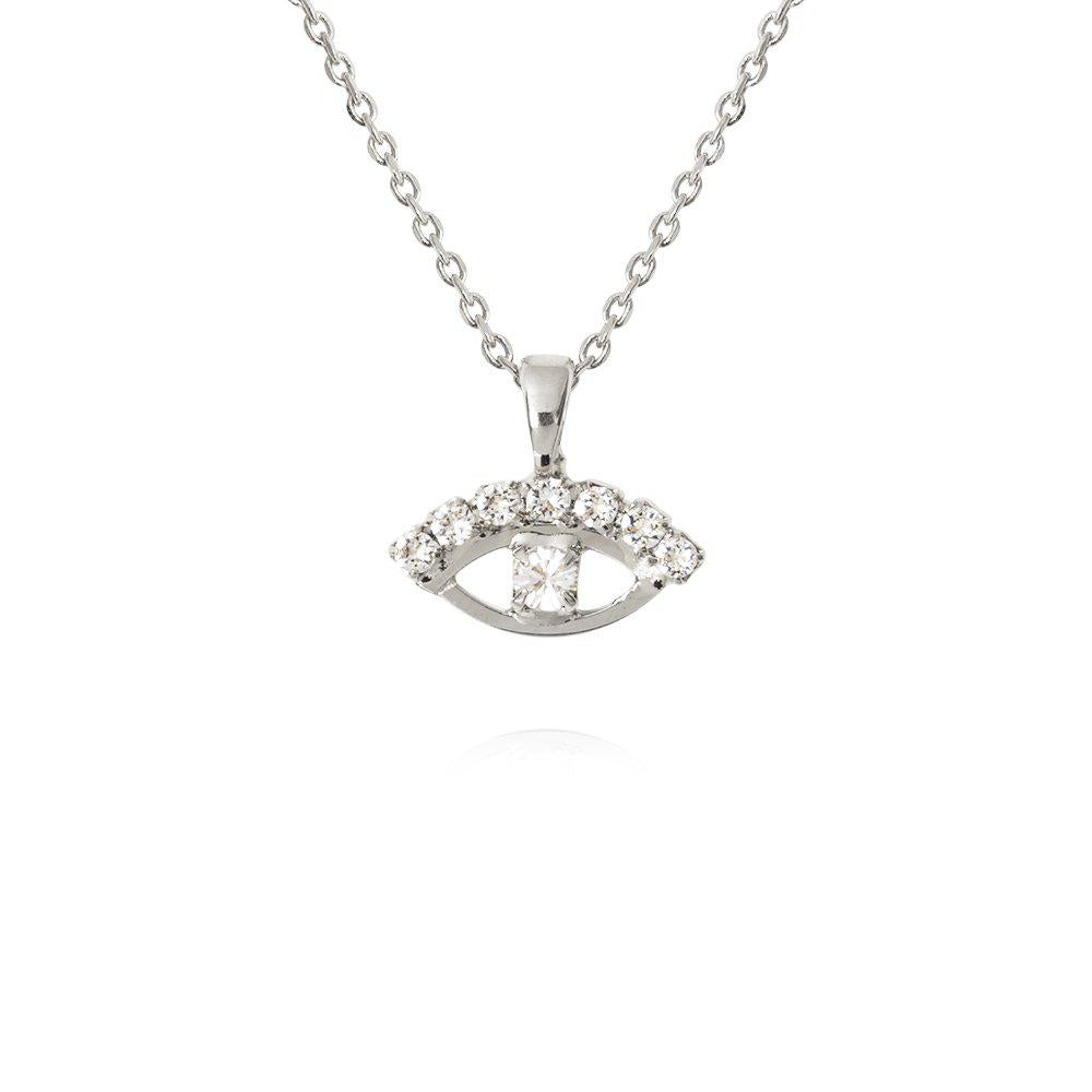 Petite Greek Eye Necklace Rhodium