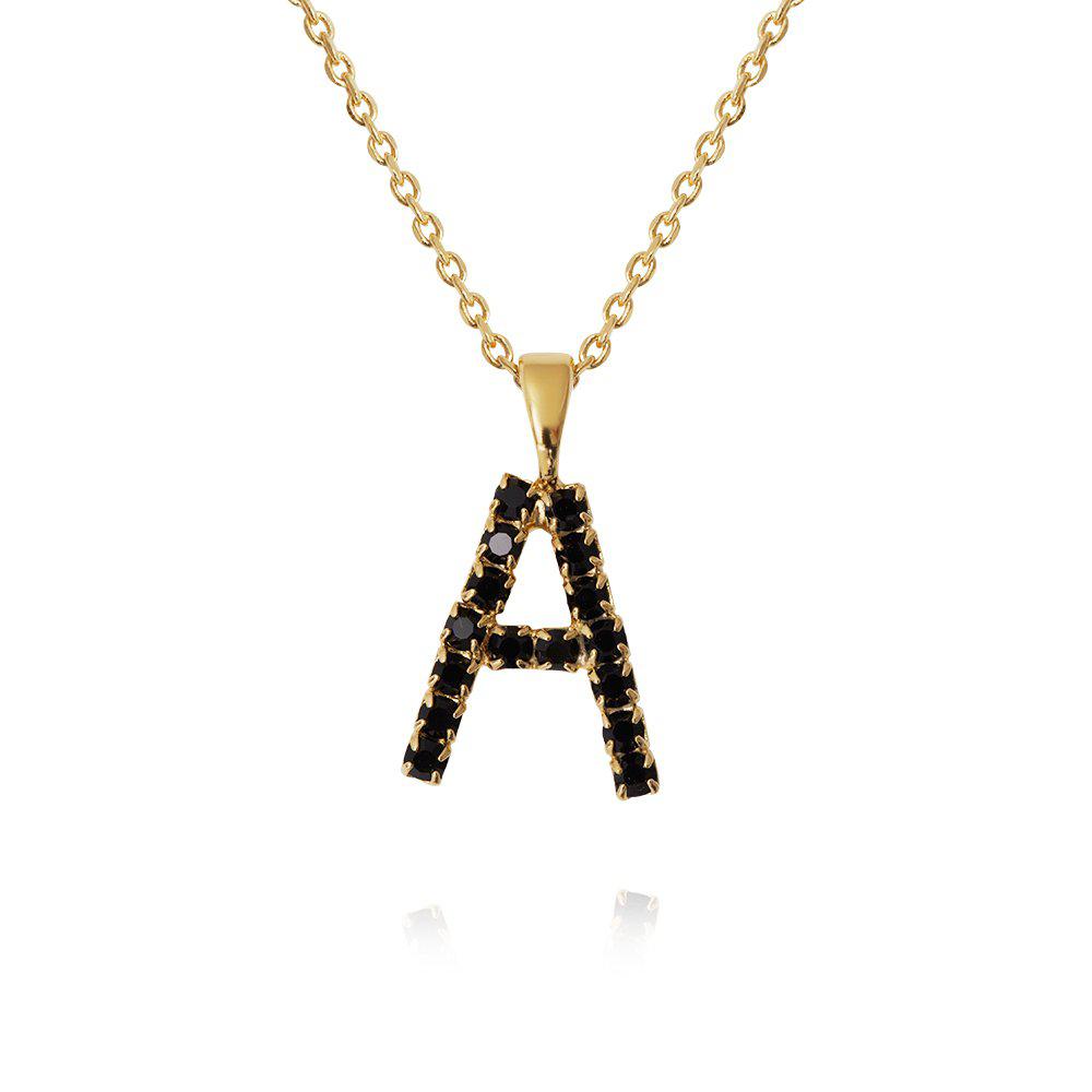 Mini Letter Jet Necklace Gold Letter A