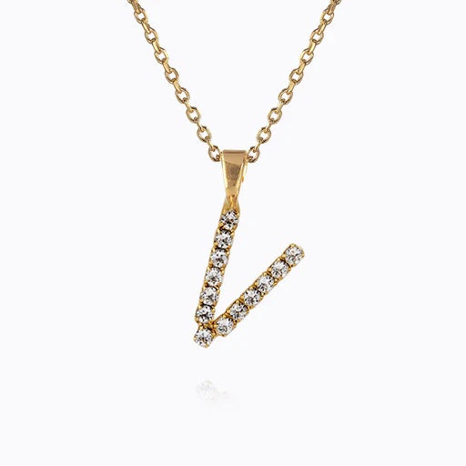 Mini Letter Necklace Gold Letter V