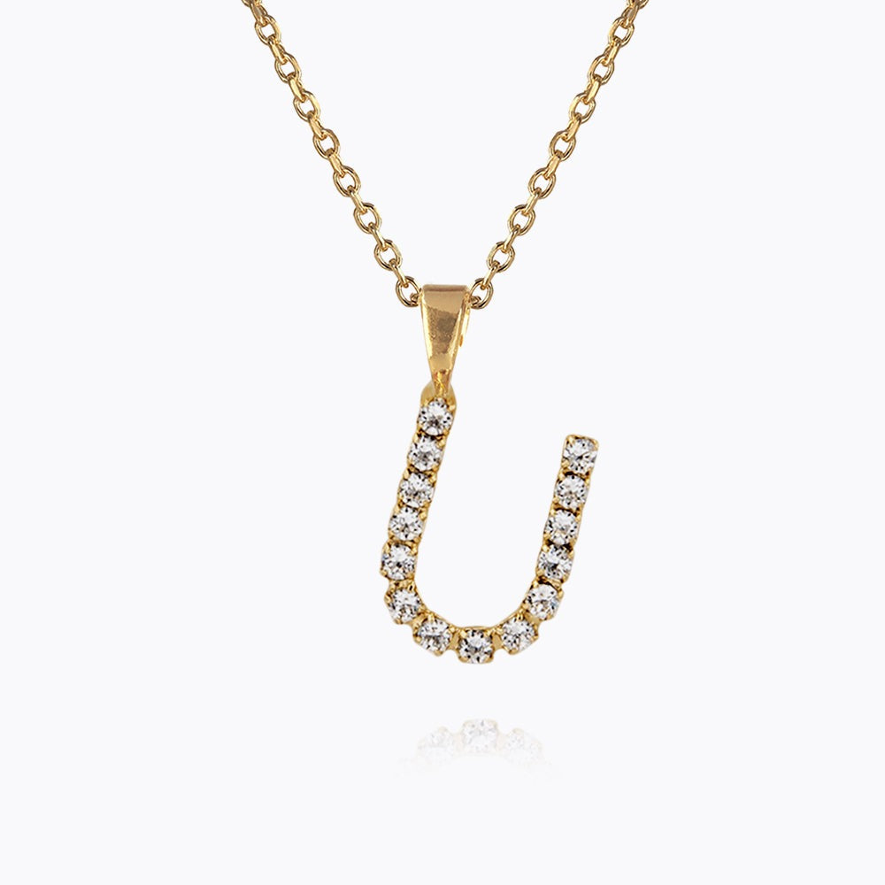 Mini Letter Necklace Gold Letter U