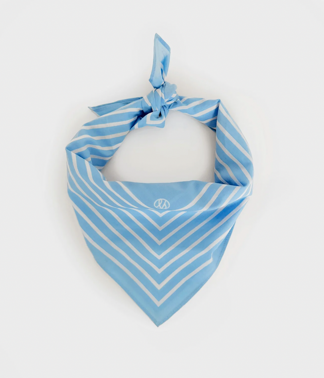 Cotton Striped Scarf Cornflower & White 55x55