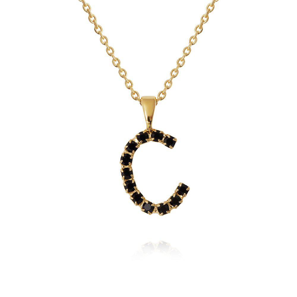 Mini Letter Jet Necklace Gold Letter C