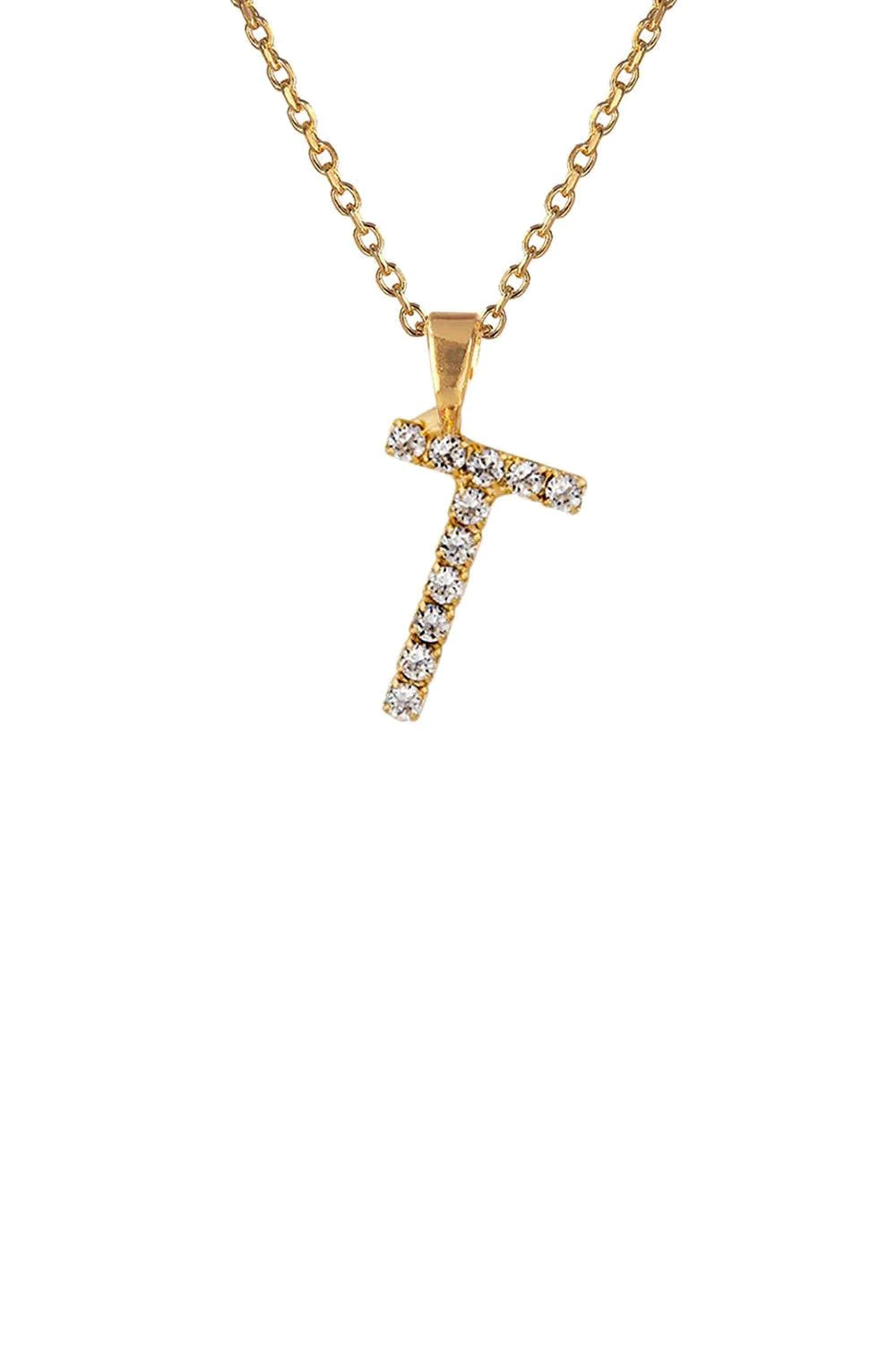 Mini Letter Necklace Gold Letter T