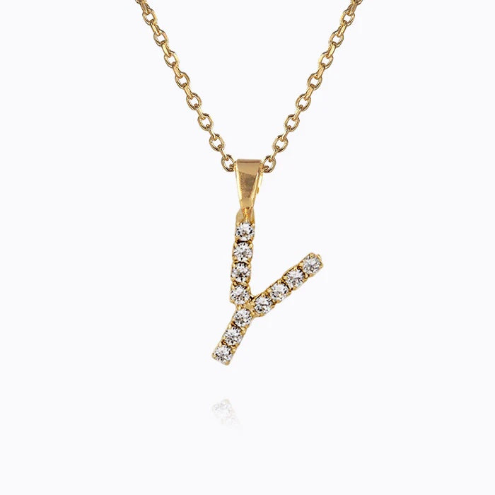 Mini Letter Necklace Gold Letter Y