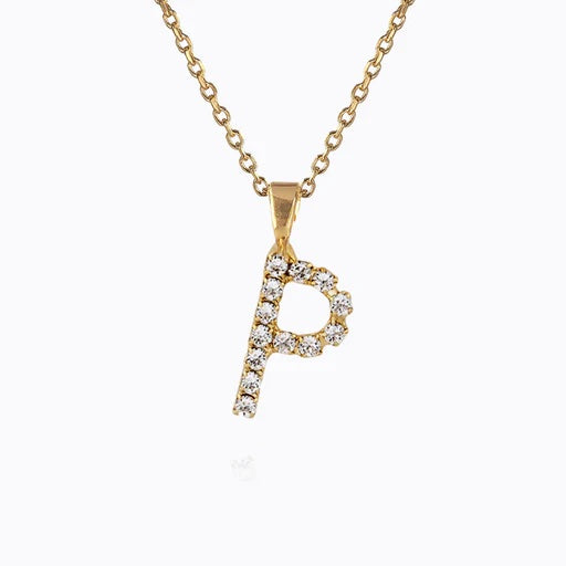 Mini Letter Necklace Gold Letter P
