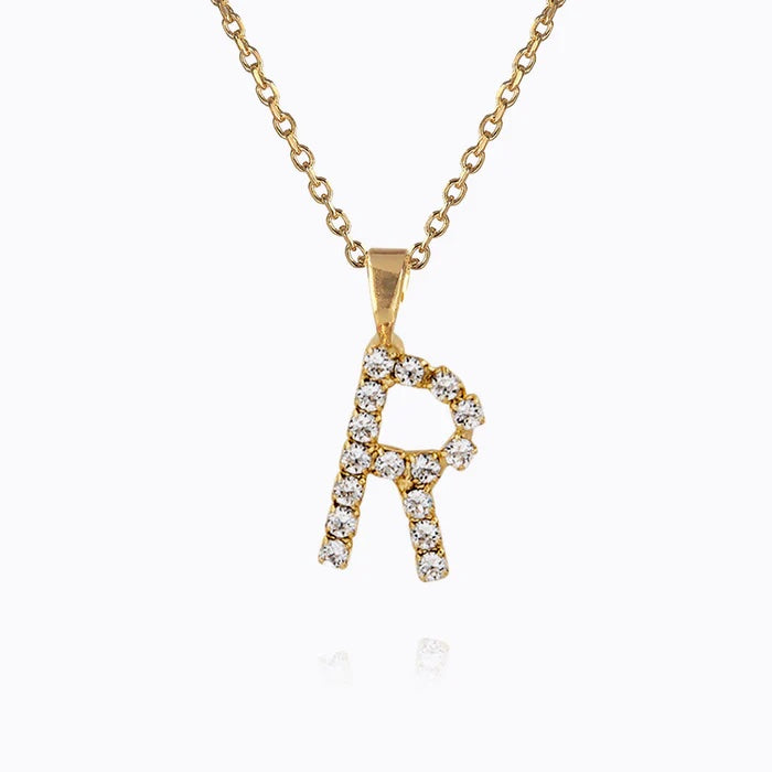 Mini Letter Necklace Gold Letter R