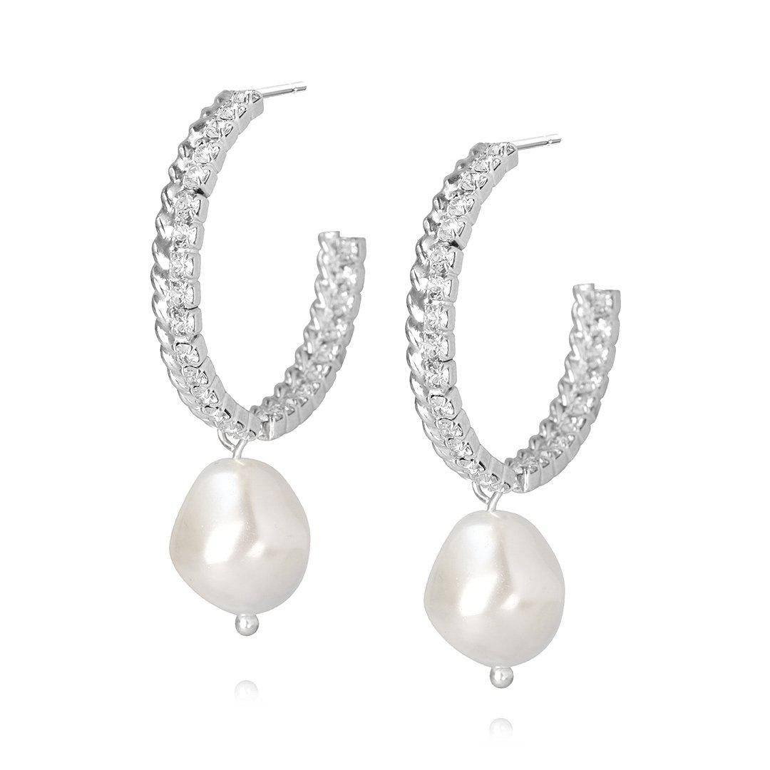 KAIA PEARL EARRINGS RHODIUM