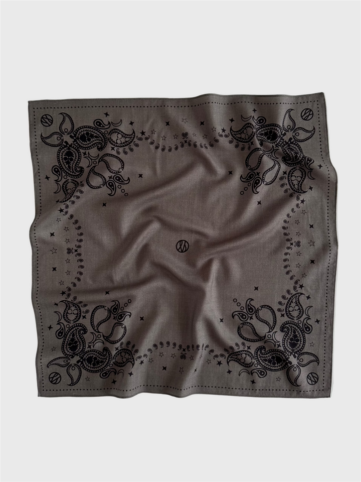 Wool Paisley Scarf Taupe Black/Wine Red 65x65