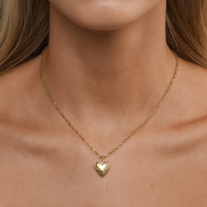 Vera - Heart Locket Necklace Stainless Steel - Gold