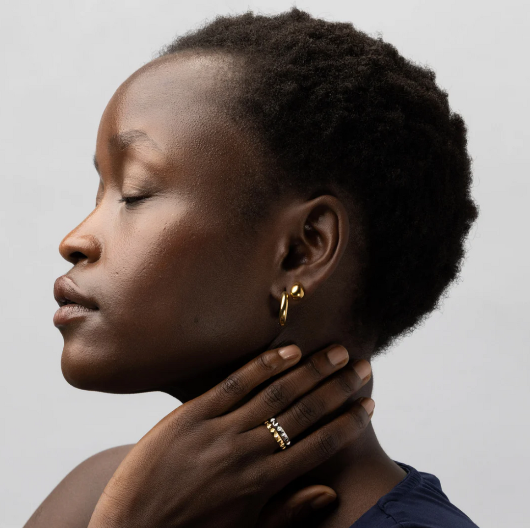 Lyn Gold and Silver Duo Hoop Earrings Stainless