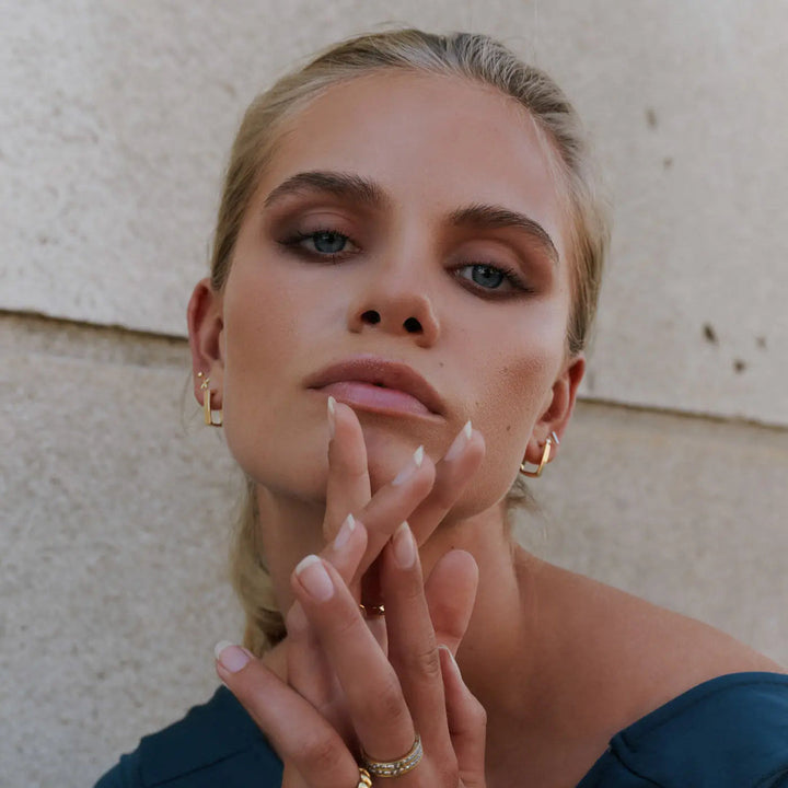 Max Square Hoop Stud Earrings