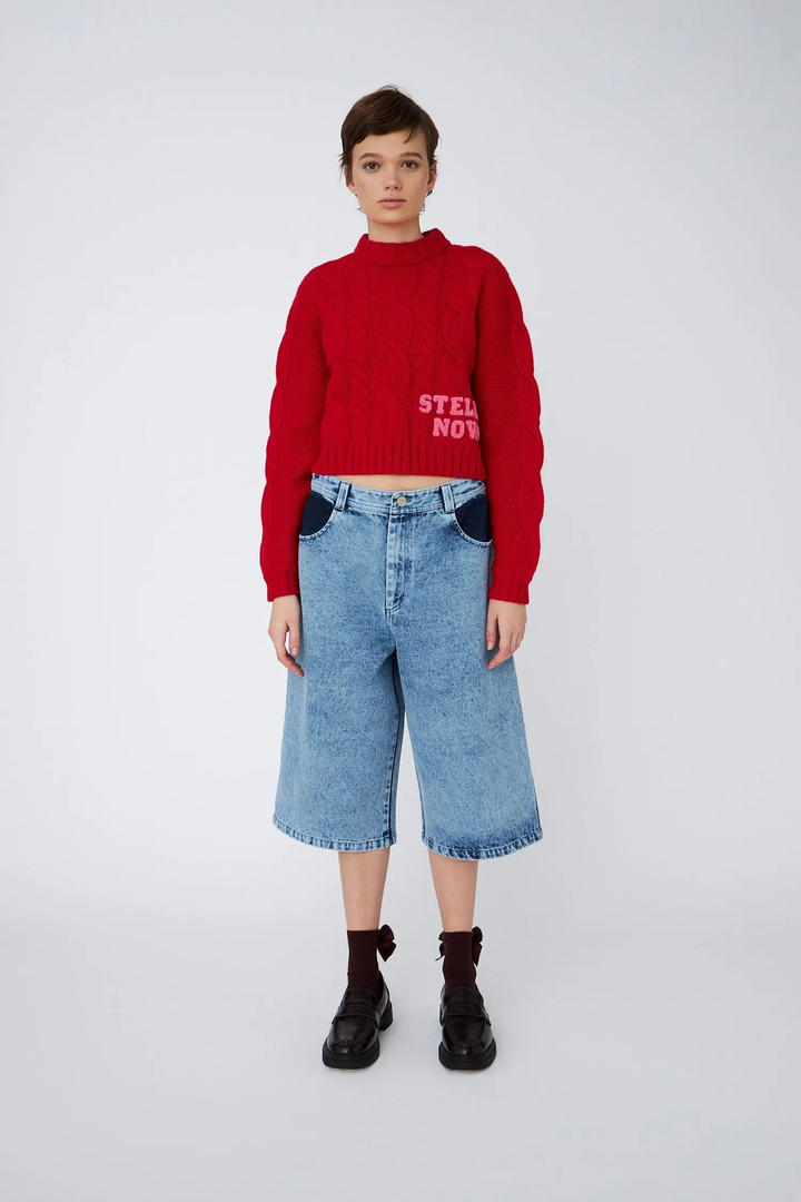 Back to School Cropped Cable Knit