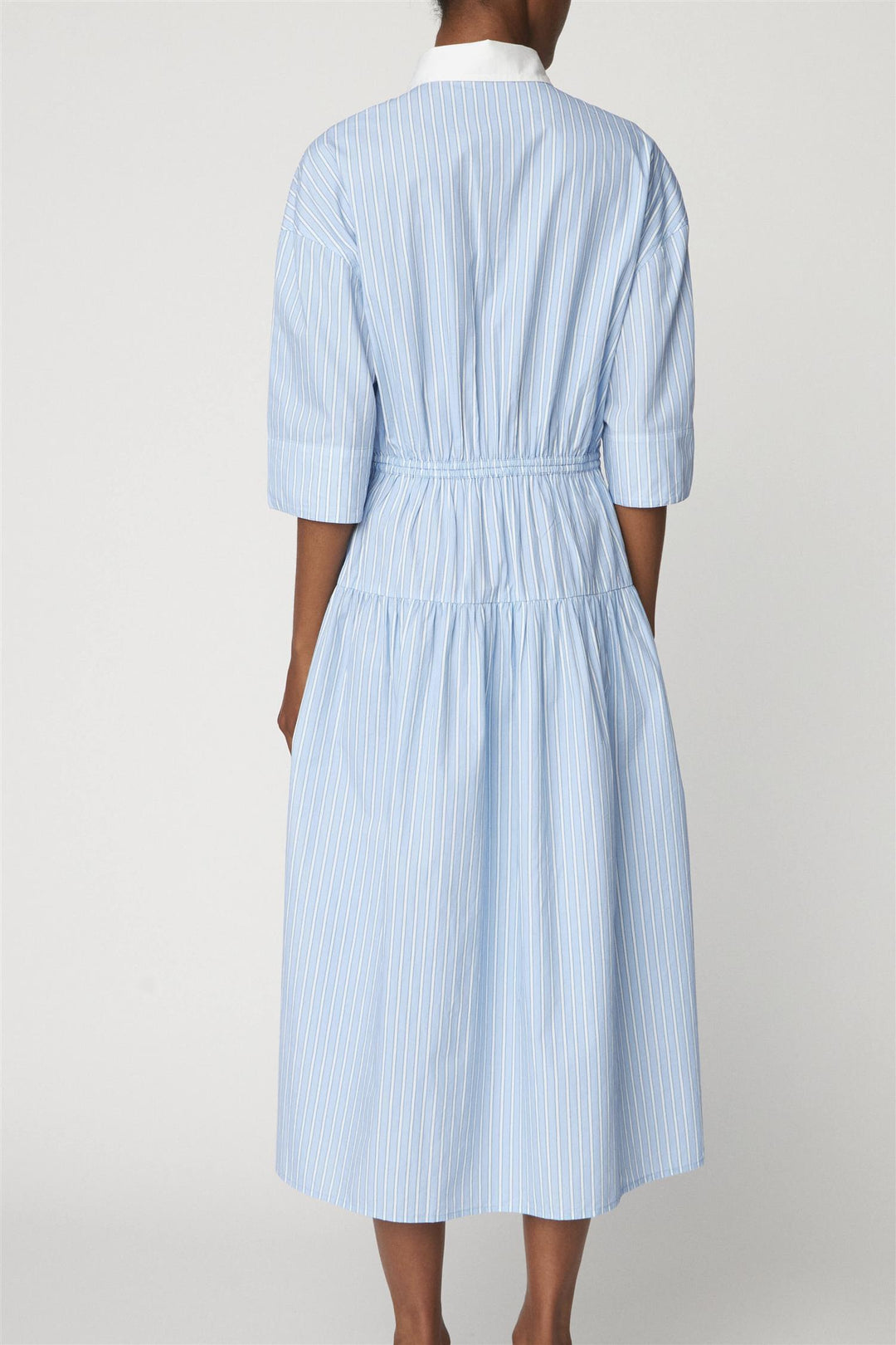 Striped Dress with Scallops