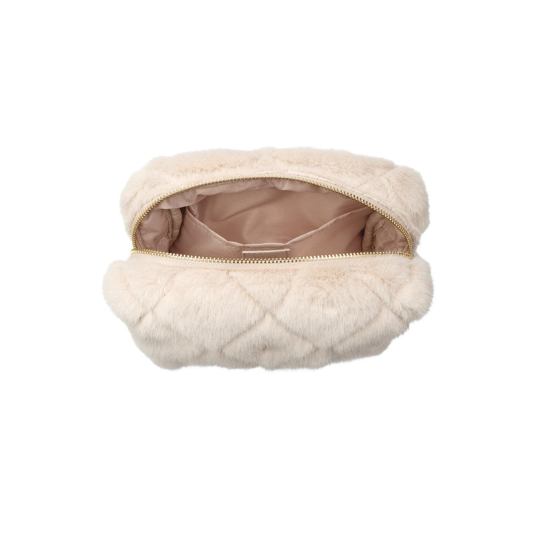 Faux Fur Quilted Make-Up Pouch Small