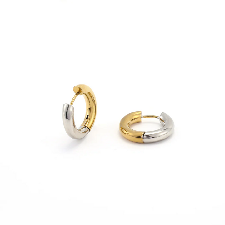 Lyn Gold and Silver Duo Hoop Earrings Stainless