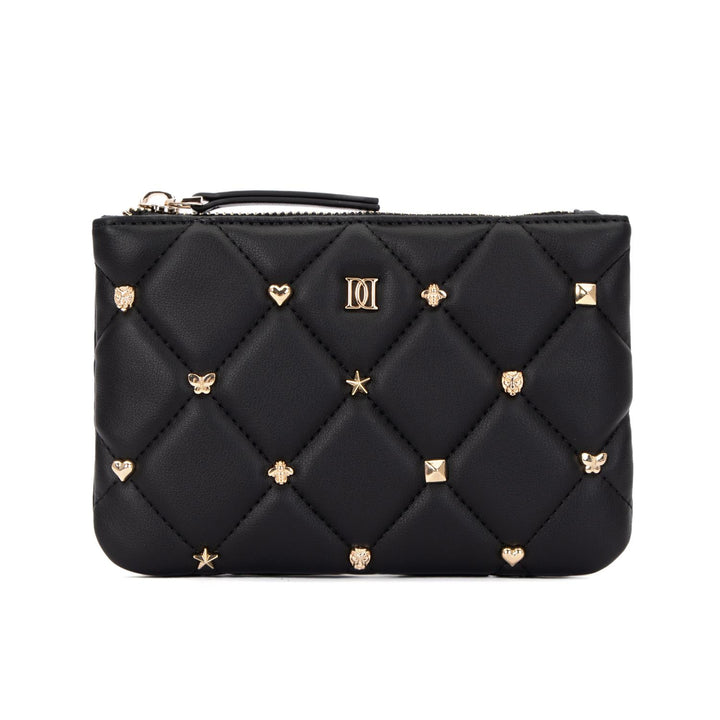 Leather Quilted Small Pouch w/Studs