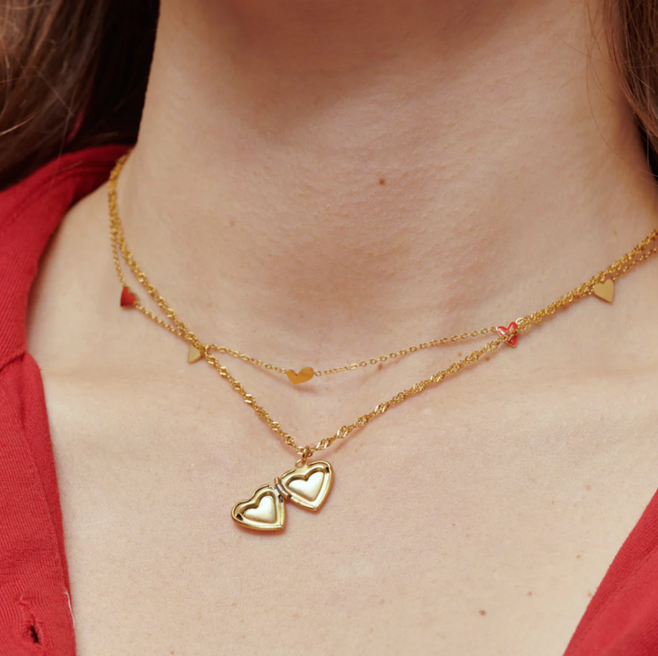Vera - Heart Locket Necklace Stainless Steel - Gold