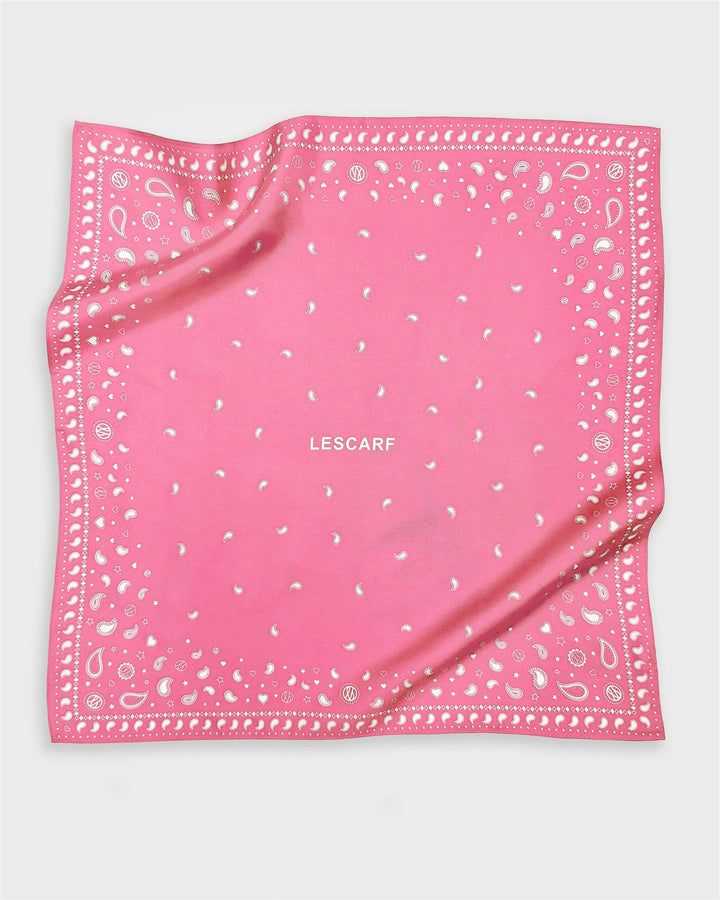 Paisley Scarf Pink & White 50x50