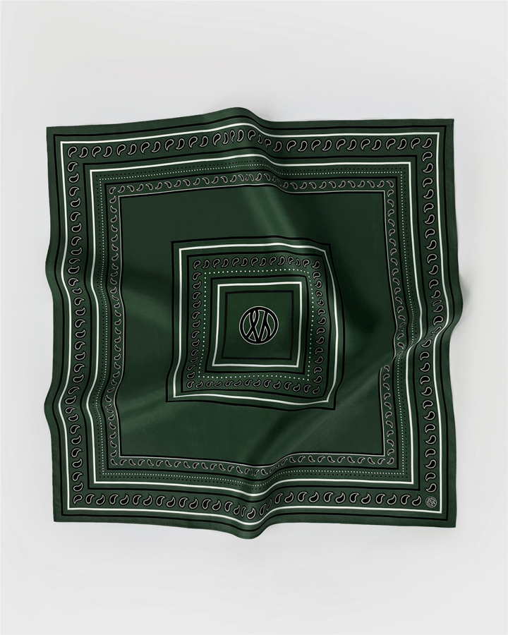 Paisley Scarf Green/Black White 50x50