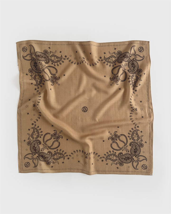 Wool Paisley Scarf Cappuccino Mocca Mousse/Cappuccino Blue 65x65