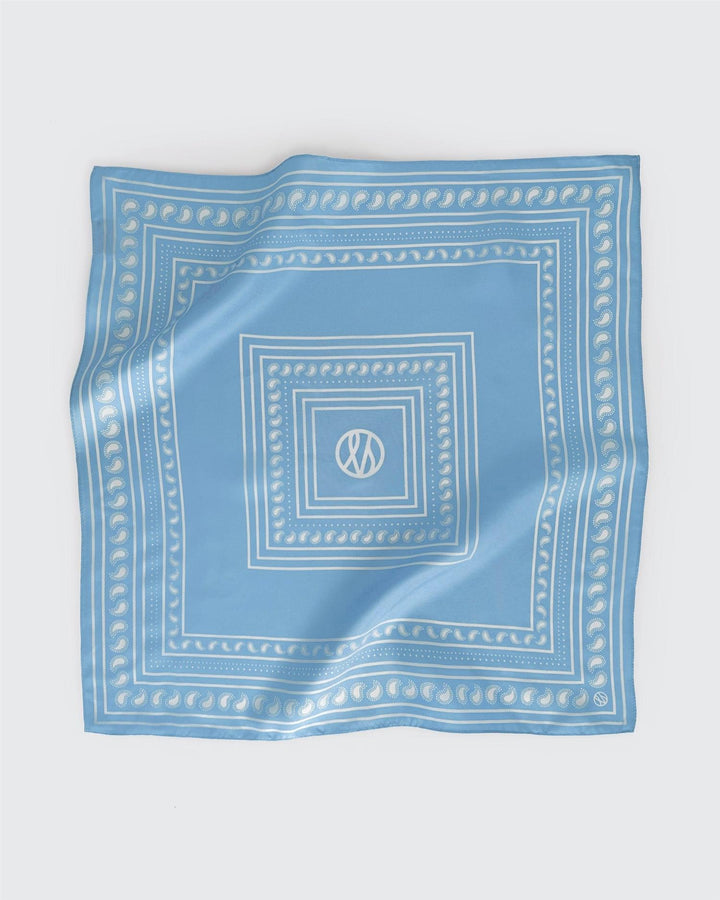 Paisley Scarf Cornflower & White 50x50
