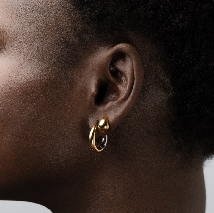 Lyn Gold and Silver Duo Hoop Earrings Stainless
