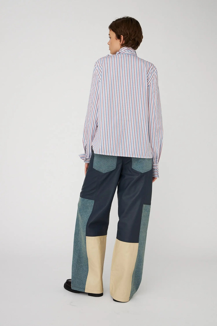 Cotton Striped Bow Shirt