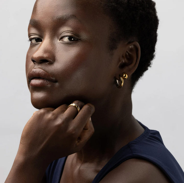 Lyn Gold and Silver Duo Hoop Earrings Stainless