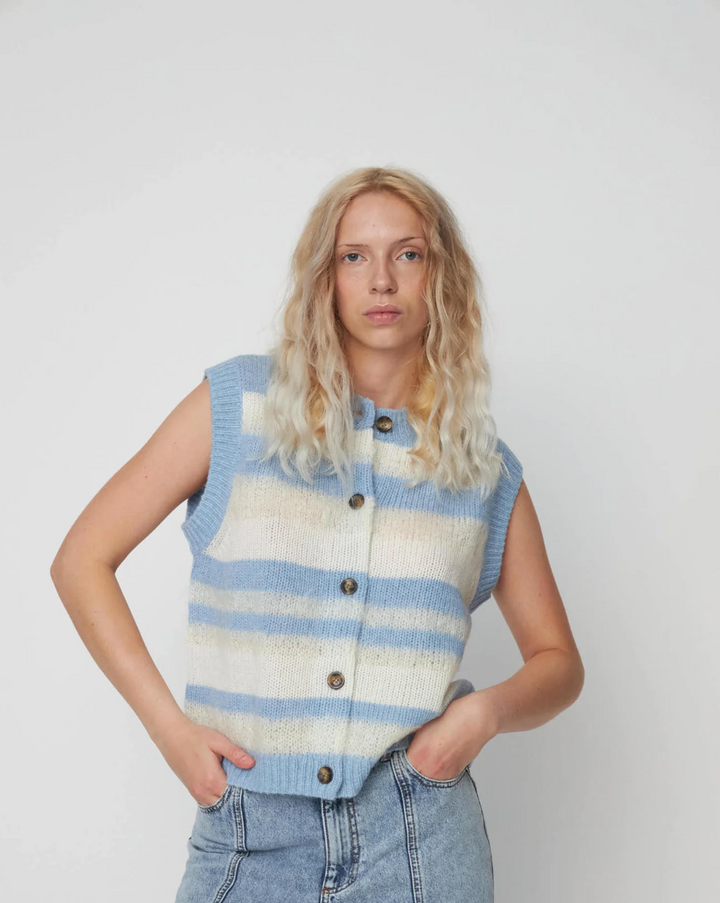 Striped Mohair Cardigan-Vest