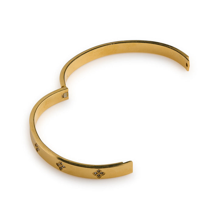 Liv Crystal Clover Bangle Bracelet  Stainless Steel