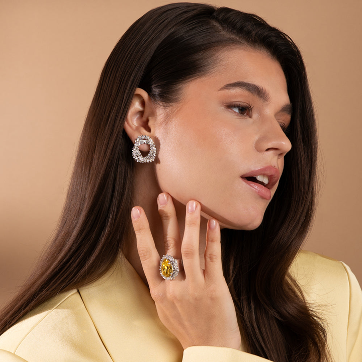 Gemma Knot Earrings Rhodium