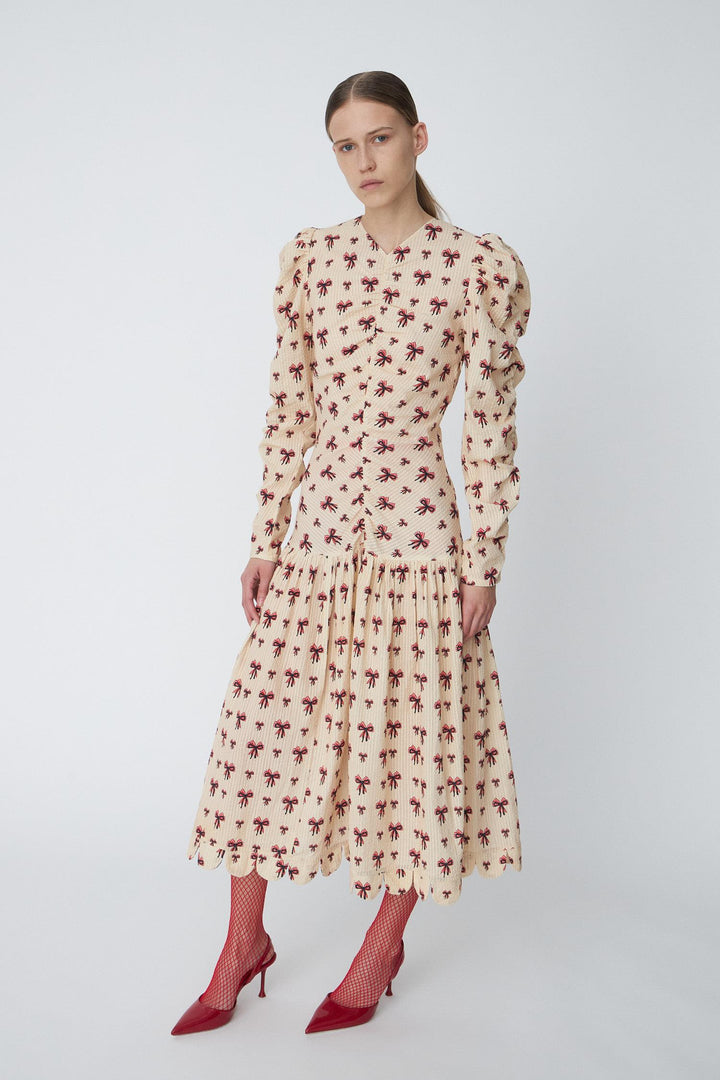 Midi Dress with allover Bow Print