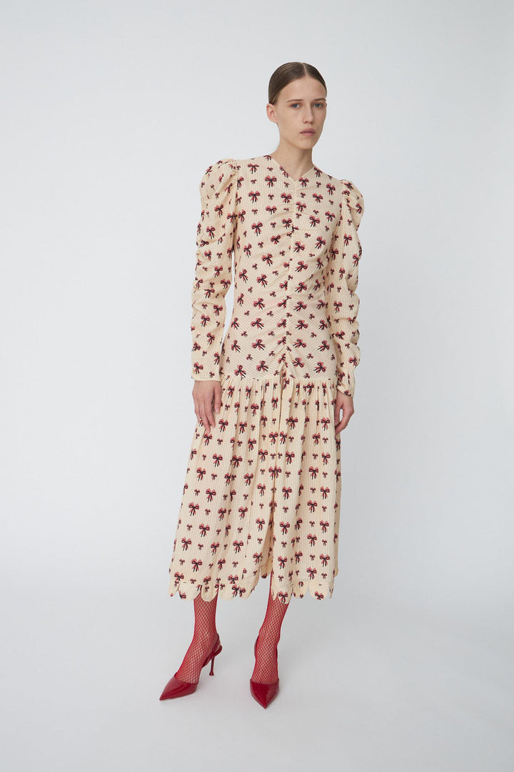Midi Dress with allover Bow Print