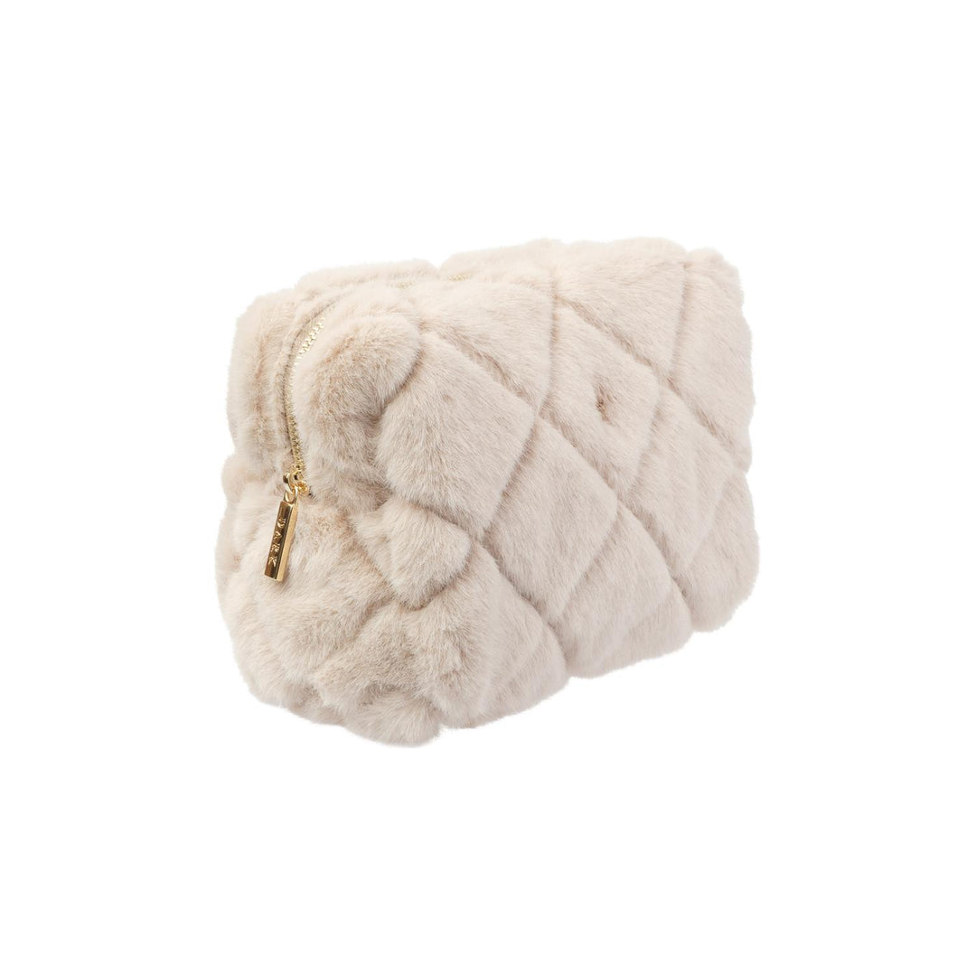 Faux Fur Quilted Make-Up Pouch Small