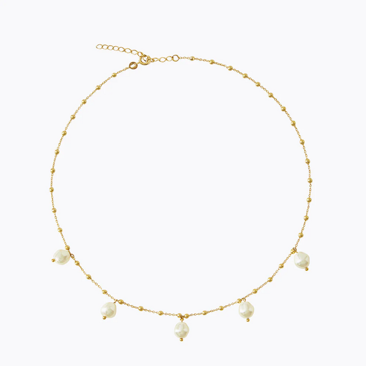 Emmy Pearl Necklace Gold
