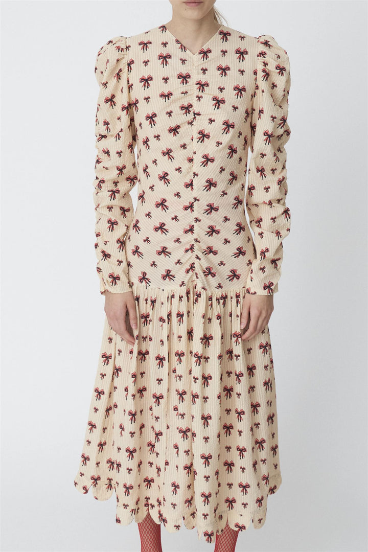 Midi Dress with allover Bow Print