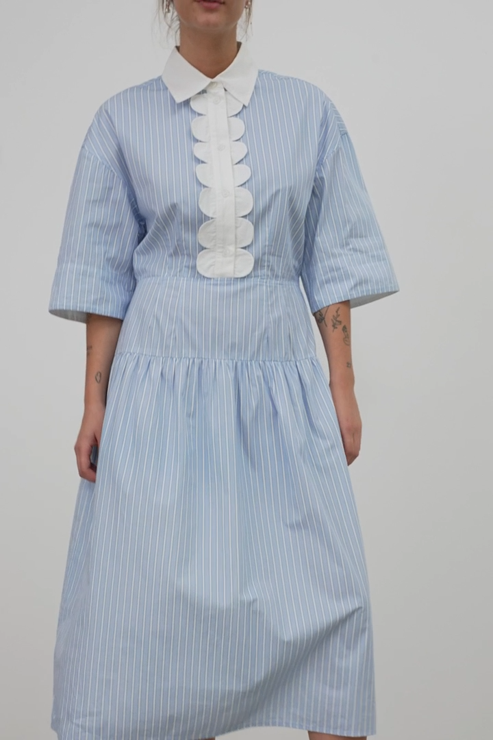 Striped Dress with Scallops