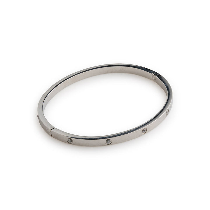 Fiona Crystal Bangle Bracelet Stainless Steel Silver