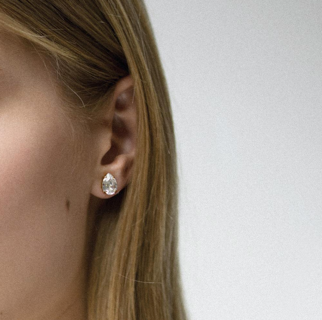 Petite Drop Stud Earrings Gold