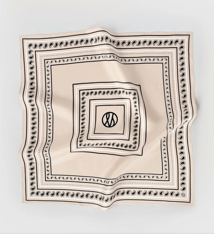 Paisley Scarf Sand/Black & White 50x50