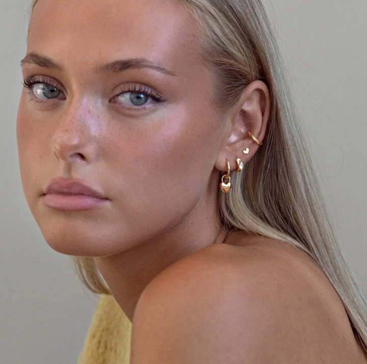 Petite Heart Stud Earring - Silver