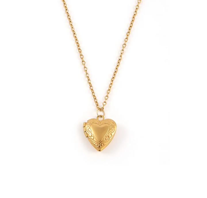 Vera - Heart Locket Necklace Stainless Steel - Gold