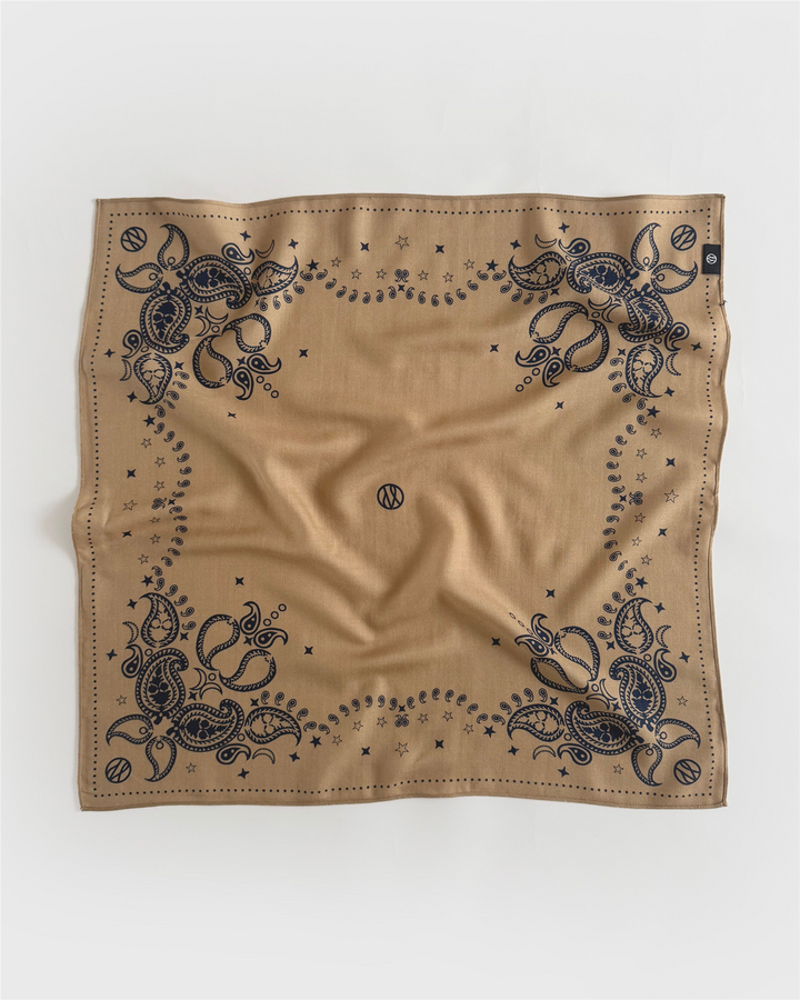 Wool Paisley Scarf Cappuccino Mocca Mousse/Cappuccino Blue 65x65