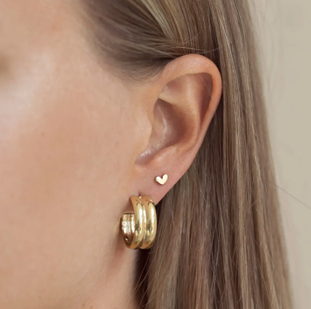 Petite Heart Stud Earring - Silver
