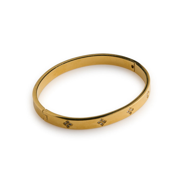 Liv Crystal Clover Bangle Bracelet  Stainless Steel