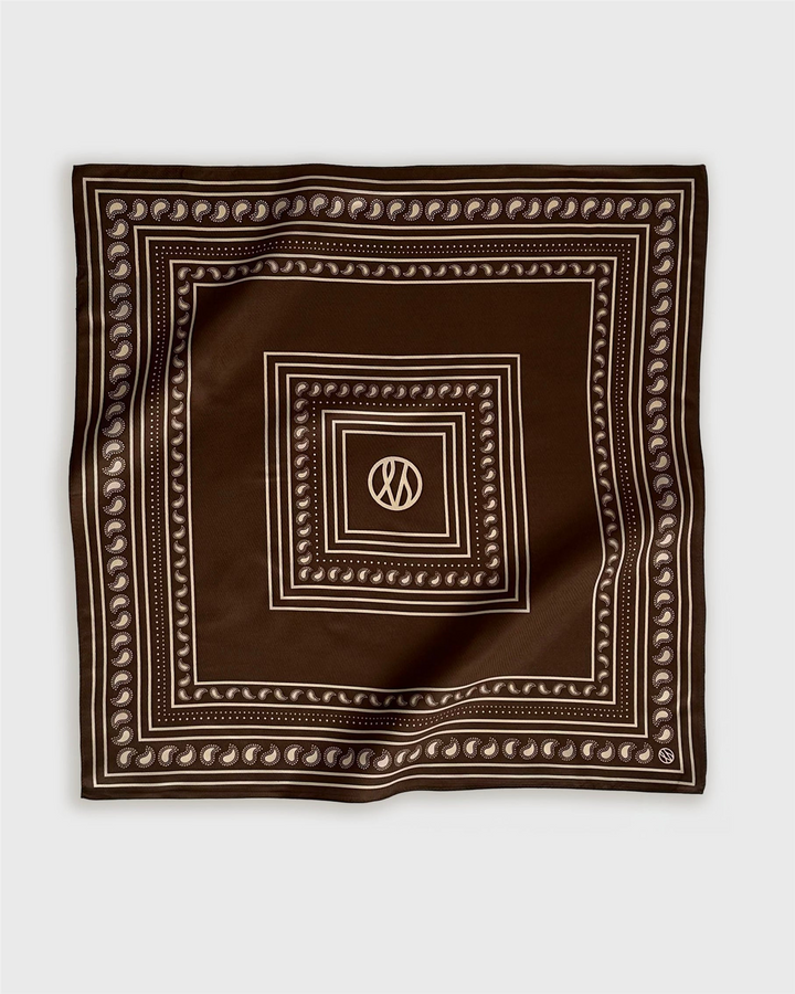 Paisley Scarf Mocha Mousse & Cream 50x50