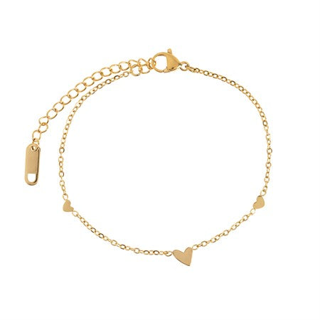 Sarah 3 Small Hearts Bracelet Stainless Steel